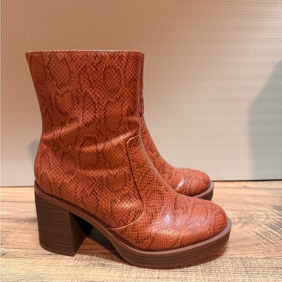 Target Rust Snake Print Heeled Boots - Picture 4 of 4